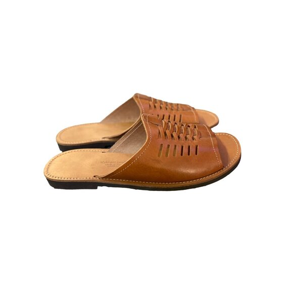 Men\'s Tan Leather Woven Slide Sandals main image 9